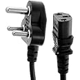 Truvic Computer Power Cable Cord for Desktops PC and Printers/Monitor SMPS Power Cable IEC Mains Power Cable (Black) (1M- Black)