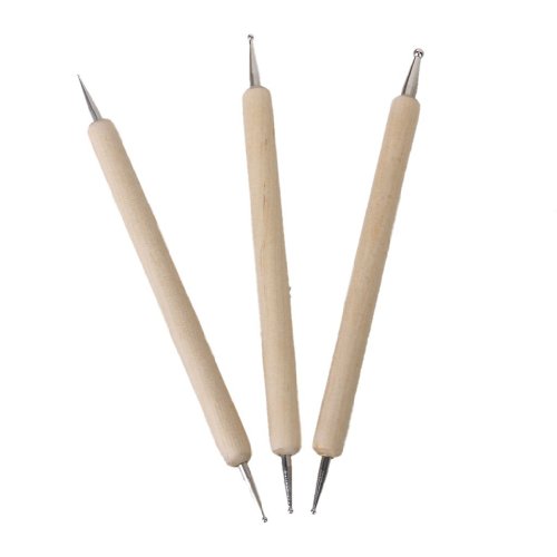 Gleader 3Pcs Ball Styluses Tool Set for Embossing Pattern Clay Sculpting--For Making Large Dots, Smooth Lines in Clay or Emboss on Soft Metal or Paper