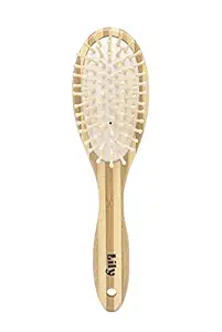 Lily Soft Bamboo Bristle Oval Shape Detangling Premium Wooden Hair Brush with Cushion for Men and Women