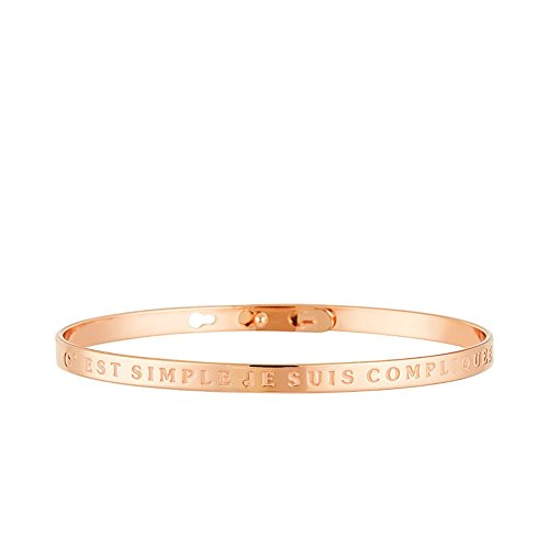 Mes-bijoux.fr Bracelet Jonc Classique en Laiton Rosé - C'est Simple Je suis COMPLIQUEE