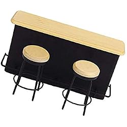 1/12 Casa de mu?ecas en Miniatura Barra de Muebles con la Tabla 2 sillas mu?eca Muebles Negro 1 Set