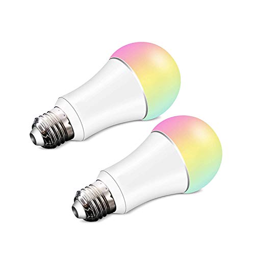 Jinvoosmart WiFi Smart 6 W E27 lampadina LED, dimmerabile, 2-pack, RGB + bianco caldo, 16 milioni multicolore dimmerabile, compatibile con iOS/Android, compatibile con ALEXA Echo e Google assistente
