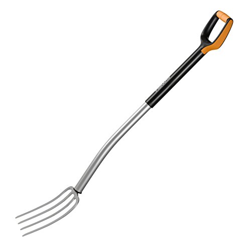 Fiskars Spatengabel für harte, steinige Böden, Mit 4 Zinken, Länge 120 cm, Qualitätsstahl-Zinken/Glasfaserverstärkter Kunststoff-Stiel, Schwarz/Orange, Xact, L, 1003685 - 2