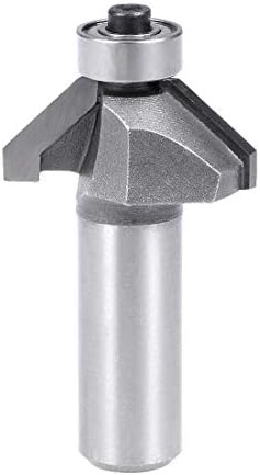 sourcing map Chamfer Router Bit 1/2" Shank 1/2" Dia 45 Degree High Carbon Steel with Bearing for Carpentry Woodworking Cutter Tool
