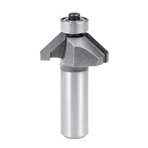 sourcing map Chamfer Router Bit 1/2" Shank 1/2" Dia 45 Degree High Carbon Steel with Bearing for Carpentry Woodworking Cutter Tool