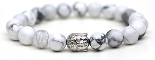 Howlite Buddha Head Bracelet Chakra Healing Aid Meditation Custom Size Stretch Fit UK Made