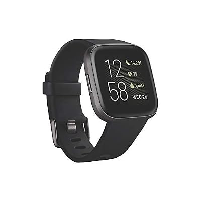 Fitbit Versa 2 : Montre connectée forme et bien-être avec contrôle vocal, score de sommeil et musique, Noir/Carbone