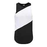 UJUNAOR Sommer Männer Lässig Patchwork Rundhals Ohne Arm Elastisches Top Tank Bodybuilding(Schwarz,CN 2XL)