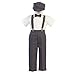 Lito Little Boys Charcoal Suspender Pants Hat Outfit Set 5