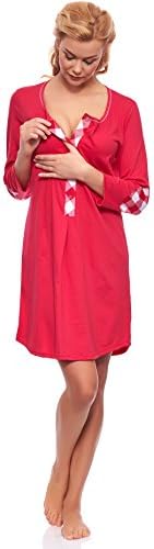 Italian Fashion IF Women Maternity Nightdress Zyta 0111 (Raspberry, L)