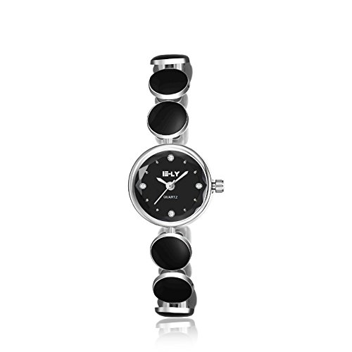 lekima Armbanduhr Rund Falsch Diamant Strass Analoge Glas Zifferblatt Legierung Band Handgelenk Damen Geschenk Schwarz Weiß