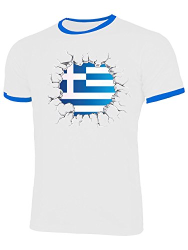 Golebros Griechenland 5710 Herren Ringer T-Shirt (HR=Weiss/Blau) Gr. XXL