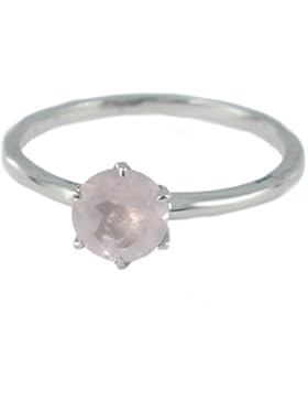 Ring mit Rosenquarz 18-06 - Schmuck silbern-rhodiniert aus Rosenquarz - Alle Größen und verschiedene Steine -...
