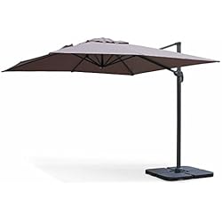 Alice's Garden Parasol déporté carré 3 x 3m Haut de Gamme - Falgos - Taupe - Parasol excentré inclinable, Rabattable et Rotatif à 360°.