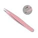 AMTOK Eyebrow Tweezers Set 3 Pcs Pointed Flat Slant Tip Tweezer Tool Kit Stainless Steel Eyebrow Plucking Tools, Pink