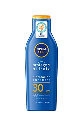 NIVEA SUN Protege & Hidrata Leche Solar FP30 Protector solar hidratante y resistente al agua con protección UVA/UVB, protección solar alta - 1 x 400 ml