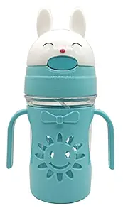 Baby Bottle for Kids sip Sipper Plastic Water Bottle spil Proof with Soft Silicon Sout and Straw BPA Free for Girls Boys Sipper Blue Color(250ML)