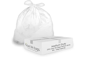 JUST BIN BAGS LTD 200x 90L Clear Bin Bags - Refuse Sacks | 10kg Capacity- 100 Gauge, 25 Micron - Medium Duty Waste Recycling Rubbish Dustbin Bags (Crystal)