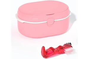 YKL Zahnersatz und Zahnersatz Bürste Zahnersatz und Halter Set, Zahnersatz mit Spiegel (Rosa)