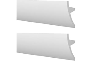 GARENERGIE Profilo in Duropolimero per Strisce Strip LED da Soffitto | Pannello Verniciabile per Illuminazione Soffusa Greche Decorative (2 Pezzi - 100x7,5x3,6 cm)