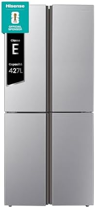 Hisense MQ79426SE Frigorifero Americano Quattro Porte, Grande capacità 427 litri, Finitura Argento, Total No Frost, Classe E, Illuminazione LED, Sistema Multi Air Flow, Holiday mode