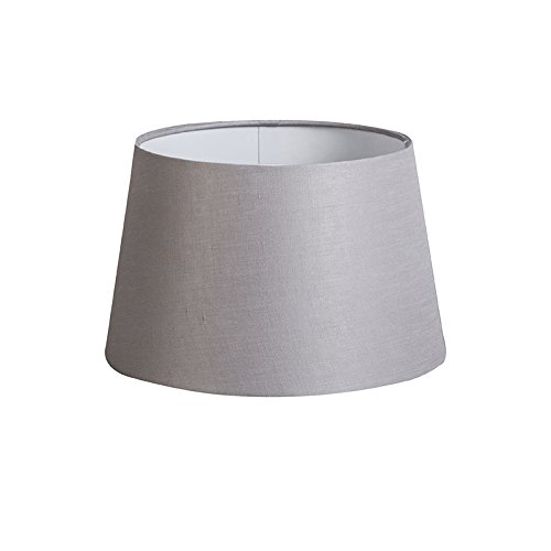 QAZQA Leinen Schirm 25cm rund DS E27 leinen hellgrau , Rund konisch Schirm Pendelleuchte, Schirm Stehleuchte,