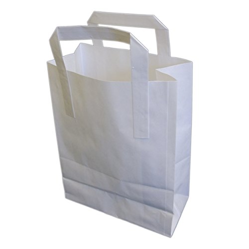Eposgear - Bolsas de papel (100 unidades, papel kraft, tamaño pequeño: 17,78 x 21,84 x 7,62 cm), color blanco