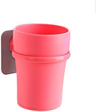 Wall mount bracket brush rinsing cup creative couples toothbrush cup children vanity suction cup wall brushing cup kit, Pink