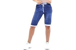Chilgoza Italian Ladies Women's Elastic Waist Cotton Turn Up Shorts Size UK Fit 8-22