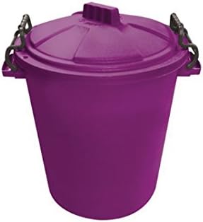 Saddlers Heavy Duty Dustbin with Clip On Lid, 50 Liter, Purple
