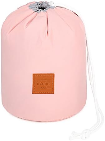 ANGESOLO Large Capacity Multifunctional Cosmetic Bag Drawstring Storage Bag Barrel Toiletry Bag Travel Portable