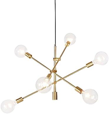 GBYZHMH The lighting pendant lamp polis of the black matt gold chandelier hanging lamp lamp modern contemporary of stem cells 6 is obvious, hanging flush interior lighting assemblies (Color Gold)