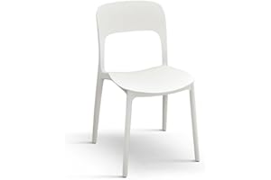PAZZO DESIGN Sedia Luana, Set Da 4 Sedie, Bianco, Polipropilene, Cucina, Sala Da Pranzo, Giardino, Impilabili - id_1952