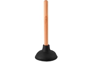 ALYAR Wooden Sink Plunger Black Cap Sink Plunger Heavy Duty Durable Toilet Unblocked Ergonomic Wooden Handle Lightweight Drain Unblocker Tool Bathroom Plunger Strong Rubber Suction Cup Easy Cleaning (1pc)