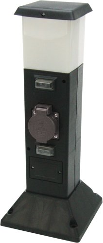 Energiesäule / Energieverteiler für den Außenbereich mit 2 Steckdosen und LED Leuchteinheit
