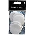 White Polyester Powder Puffs (6 cm) Pack of 5 - Lightweight, Ideal for Smooth Makeup Application & Removal