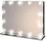 Star Vision Miroir Maquillage Hollywood pour Coiffeuse, Grand Miroir Lumineux avec 14 Ampoules LED Réglable, Trois Températures de Couleur, Dessus de la Table ou Fixé au Mur