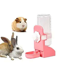 Mcgogo Rabbit Water Bottle, Guinea Pig Water Bottle, Hanging Fountain Automatic Dispenser No Leak Water Bottle (Pink)