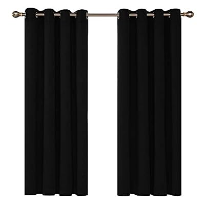 Deconovo Lot de 2 Rideaux Occultants Rideaux Salon à Oeillets 140x180cm Isolant Thermique Noir