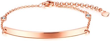 Urban Heroes – Real Silver Bracelet with Cubic Zirconia Crystals – Filigree 925 Sterling Silver Bracelet – Women Bracelet Necklace – Basic Bar – Available in Different Colours (Silver (Rose Gold) Rose-Gold