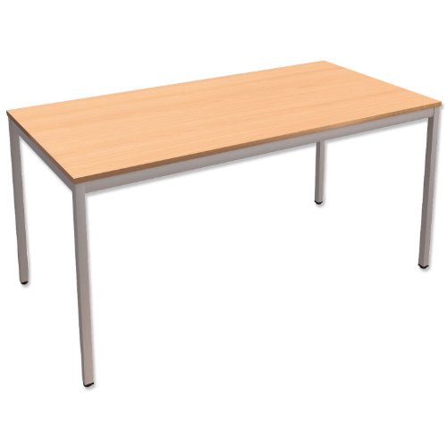 Trexus Rectangular Table with Silver Legs 18mm Top W1500xD750xH725mm Beech