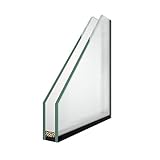 Mit warmer Kante in schwarz Isolierglas - Glaspaket - Satinato (Milchglas) - 2-Fach Verglasung - Wärmeschutzglas - Fensterscheibe - 0,2 m² - nach Ihrem Wunschmaß