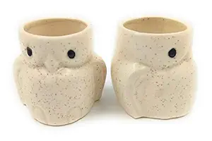 KRAFTYHOME Ceramic Planter, White, IVORY, 3 X 2.5 X 3 Inch, Set of 2