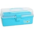 KRIKU EXPO Multi-Purpose 3-Layer Toolbox with Tray, 12.9Inch Plastic Portable Tool Case Students Drawing Tool Box for Tool Art Craft Storage, Tool Organizers, Folding Storage Box-Multi color
