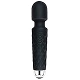 FLSLHS Wand Massager Vibrating Wireless Magic Wand Handheld Personal Body Therapeutic Massager with 8 Powerful Speeds and 20 Modes Cordless Electric Massager Waterproof Portable Rechargeable(Black)