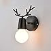 Produktbild YQ Modernes Minimalistisches Schmiedeeisen Wandleuchte Europäische Schlafzimmer Nacht Korridor Holz Kunst Hirschkopf Wandleuchte (Ohne Glühbirne),Black
