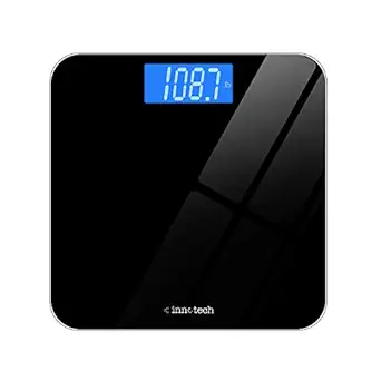 VARNITYA Digital Bathroom Weight Scale with Easy-to-Read Backlit LCD Heavy Thick Tempered Glass LCD Display Digital Personal Bathroom Health Body Weight Weighing Scales For Body Weight (BLACK)