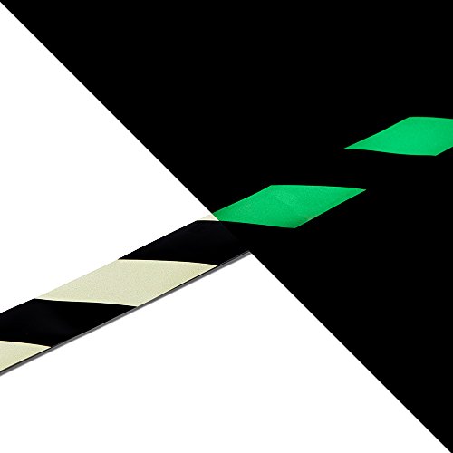 NAC SAFETY GLOW Cinta Antideslizante Seguridad, Cinta Luminosa, Brilla en la Oscuridad - Fuerte Adhesivo para escaleras, peldaños, rampas, andamios (5cm x 9,15m, Seguridad)