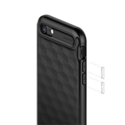 Caseology Funda iPhone 7  Funda iPhone 8   Serie Parallax  Proteccion Delgada Agarre Texturizado y Diseno geometrico  Negro Mate - Matte Black  para Apple iPhone 7  2016    iPhone 8  2017 