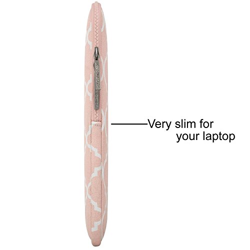 MOSISO Quatrefoil Stil Canvas Gewebe Laptop Hülle Sleeve Tasche für 14 Zoll Notebook Computer Ultrabook mit einem kleinen Fall, Rosa - 6